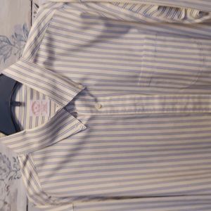 Brooks Brothers xl men's dress shirt blue yellow and white stripe